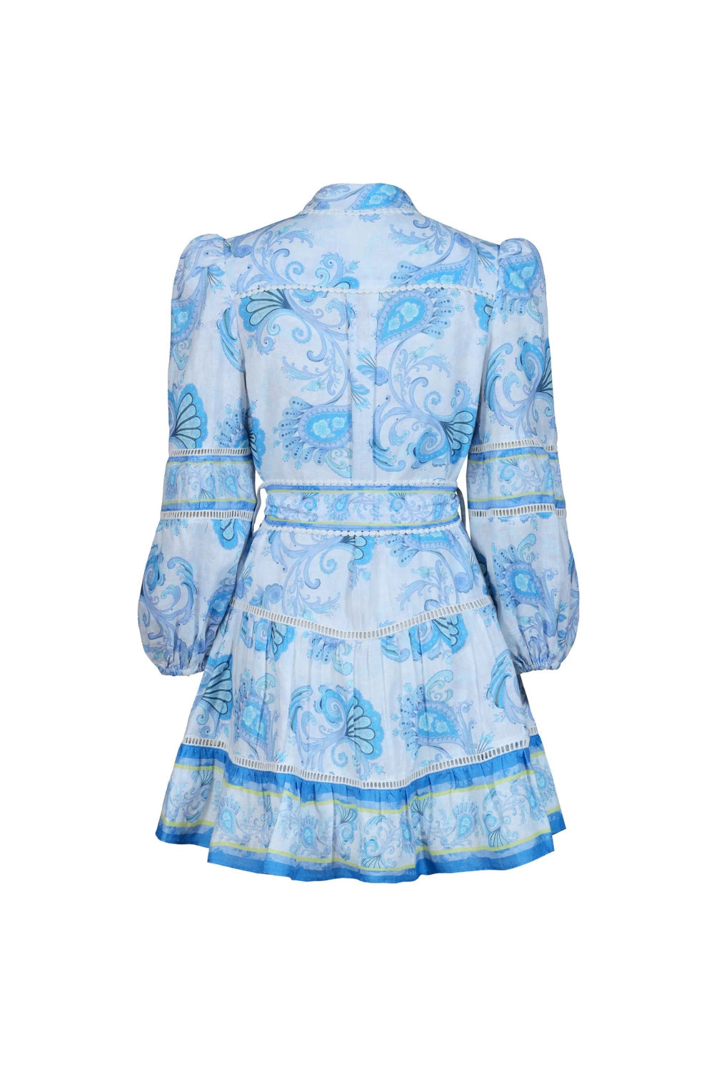 Floral Print Puff Sleeve Mini Dress in Blue