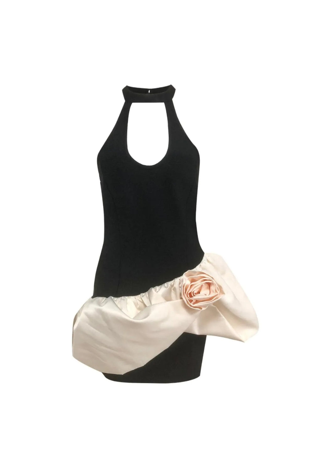 3D Flower Contrast Color Bandage Mini Dress