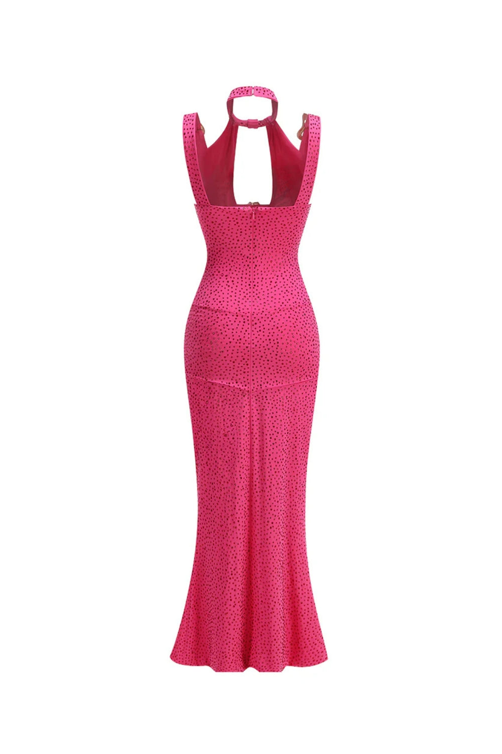 Crystal Embellished Cutout Maxi Dress in Rose Red