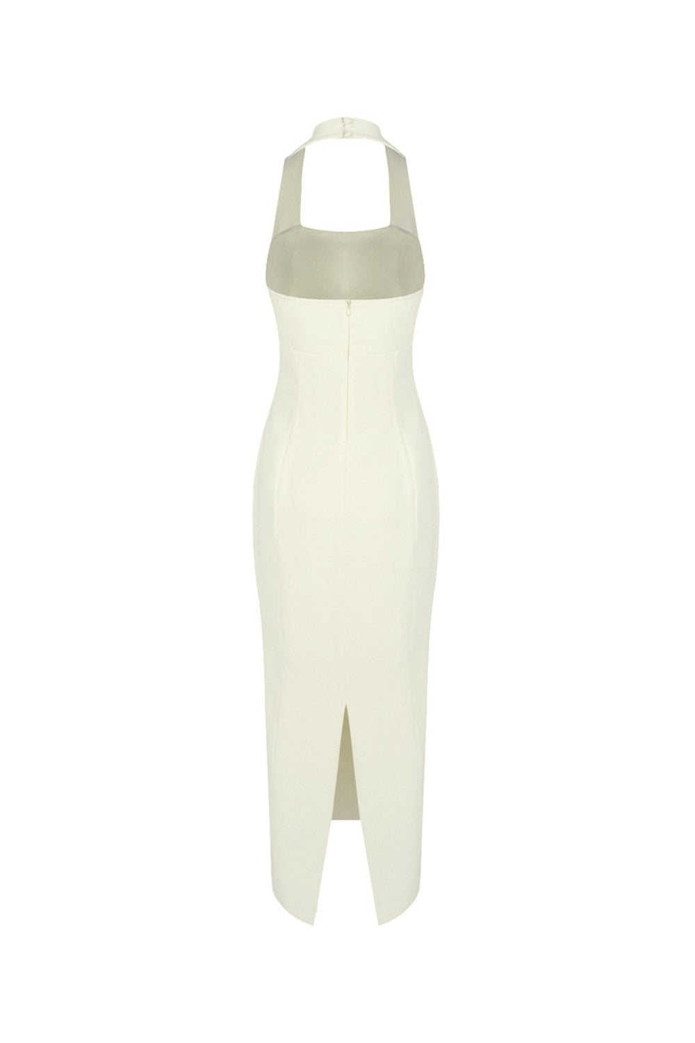 Almond Woven Halter Button Maxi Dress