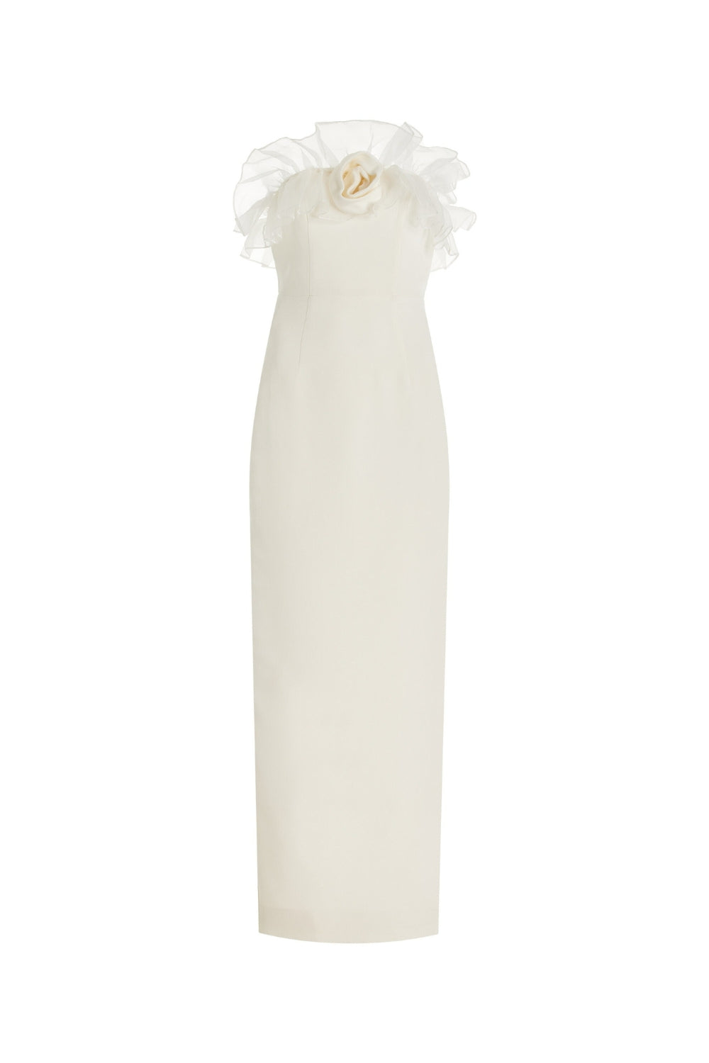 Ruffled Silk Midi Dress in Beige