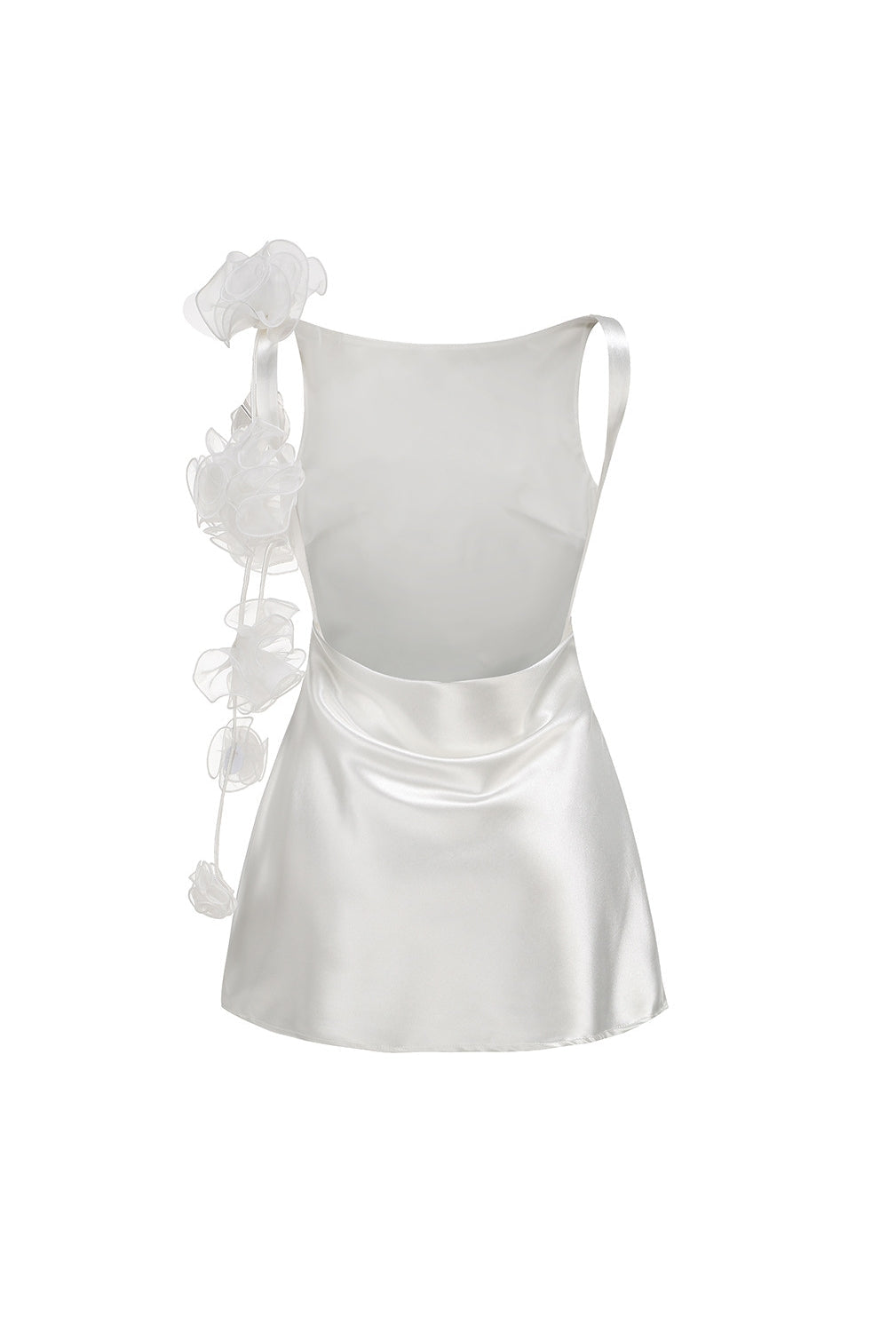 3D Flowers Sleeveless Mini Dress in White