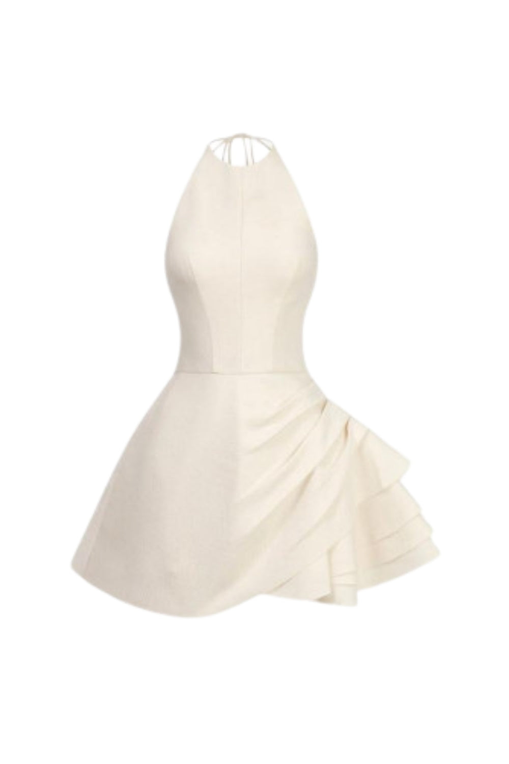 Backless Halter Mini Dress in Beige