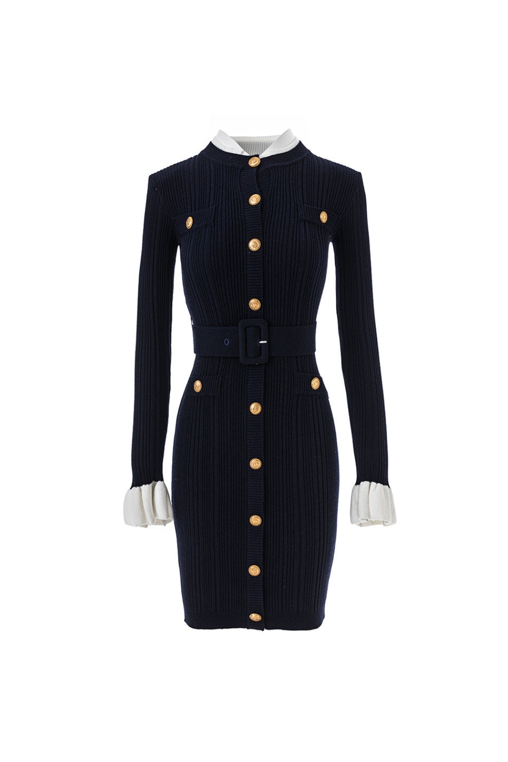 Navy ViscoSequin Knit Mini Dress