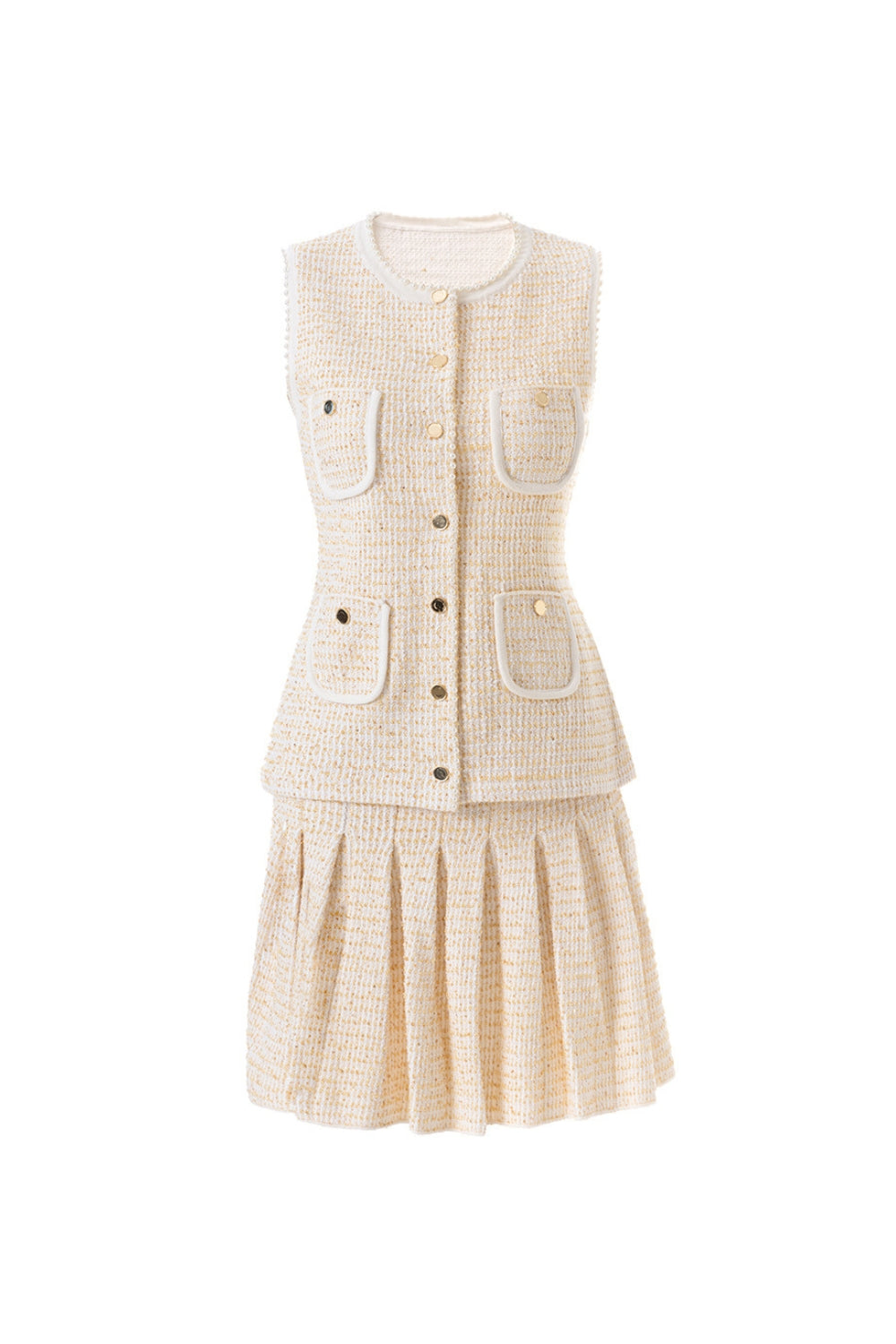Celeste Button-Front Vest Skirt Set in Apricot