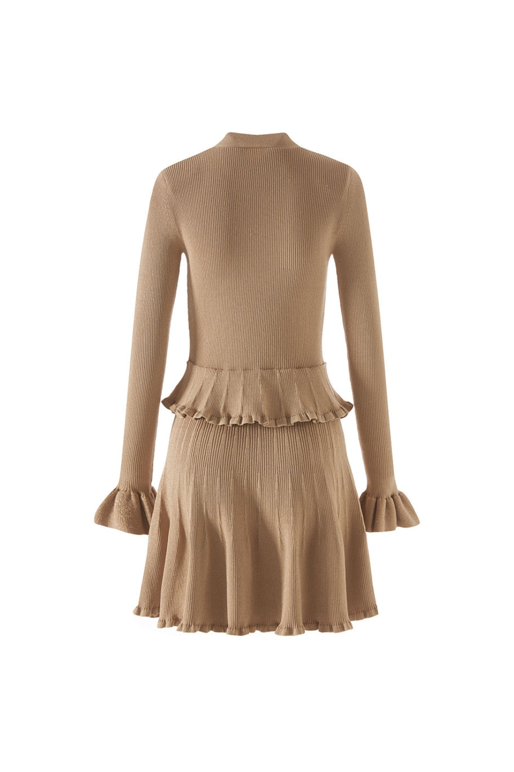 Gold Lurex Peplum Knit Mini Dress