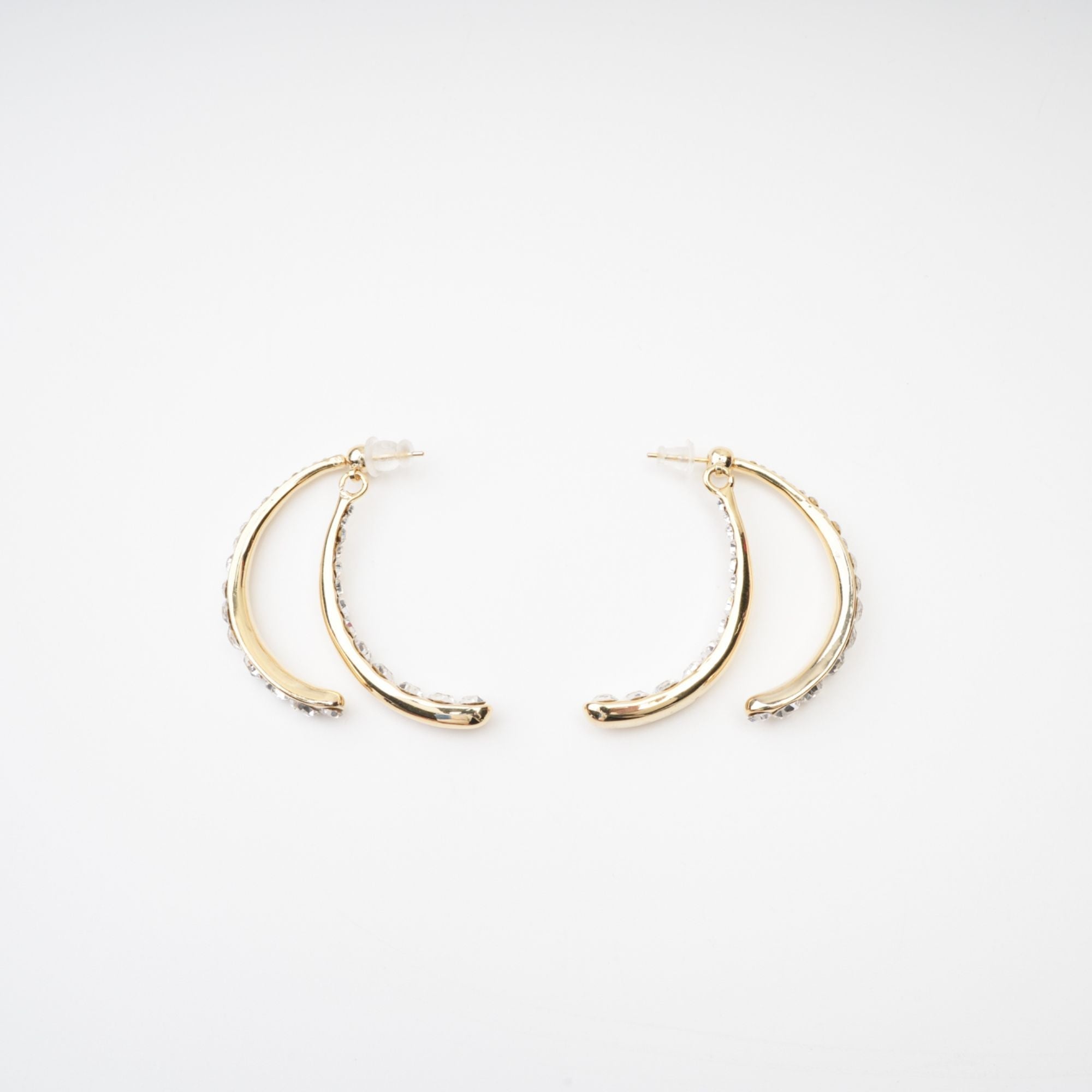 Embellished Curve-Edge Earrings