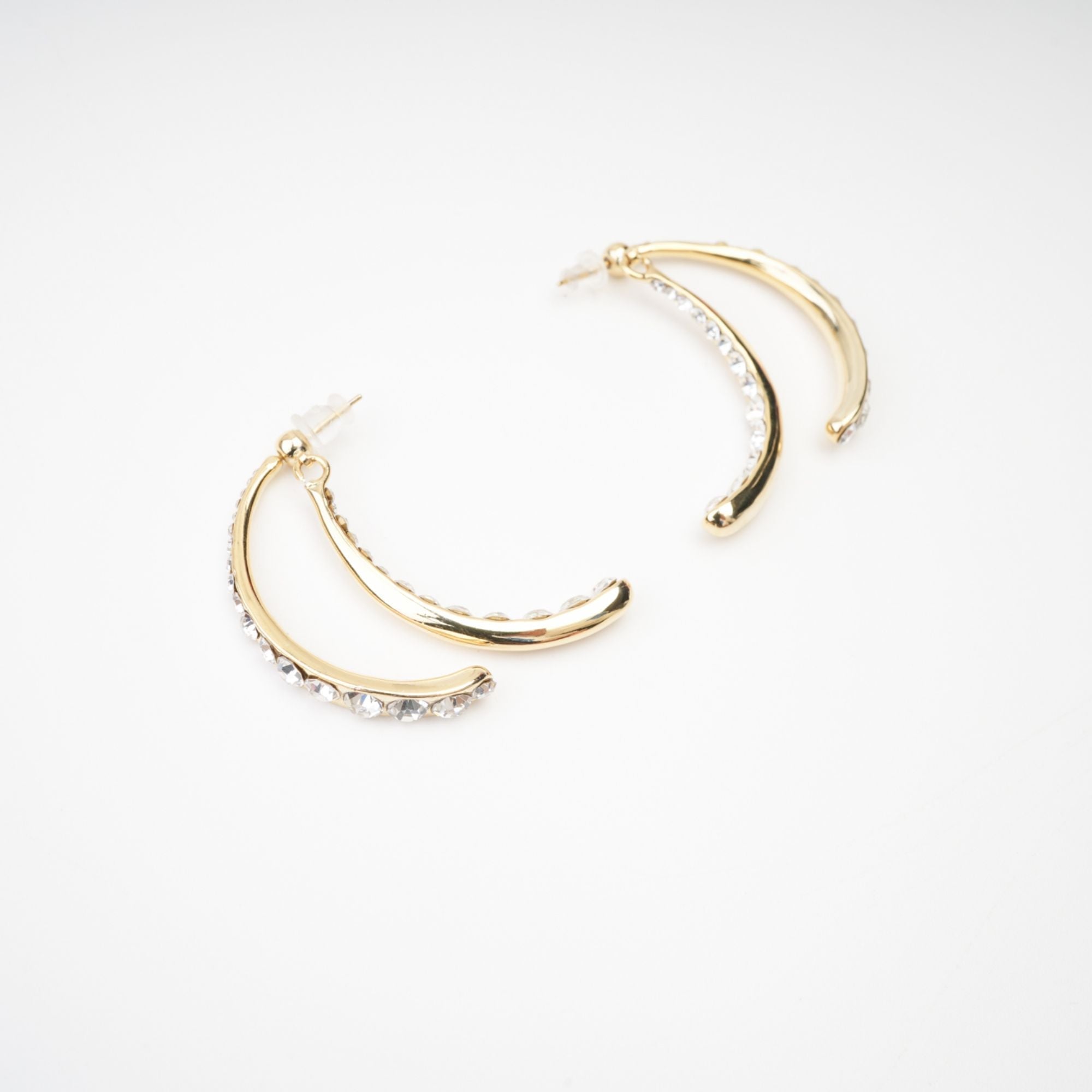 Embellished Curve-Edge Earrings