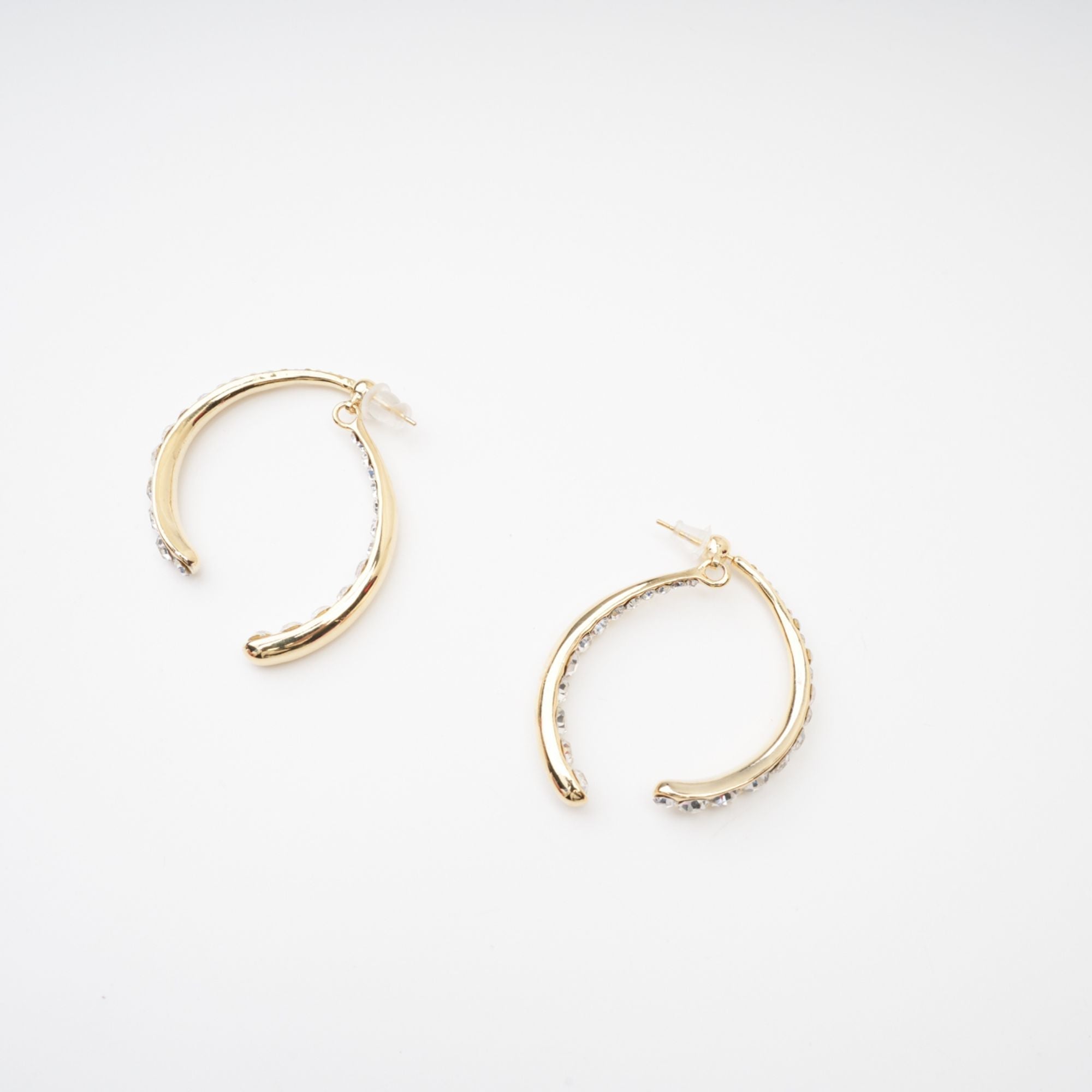 Embellished Curve-Edge Earrings