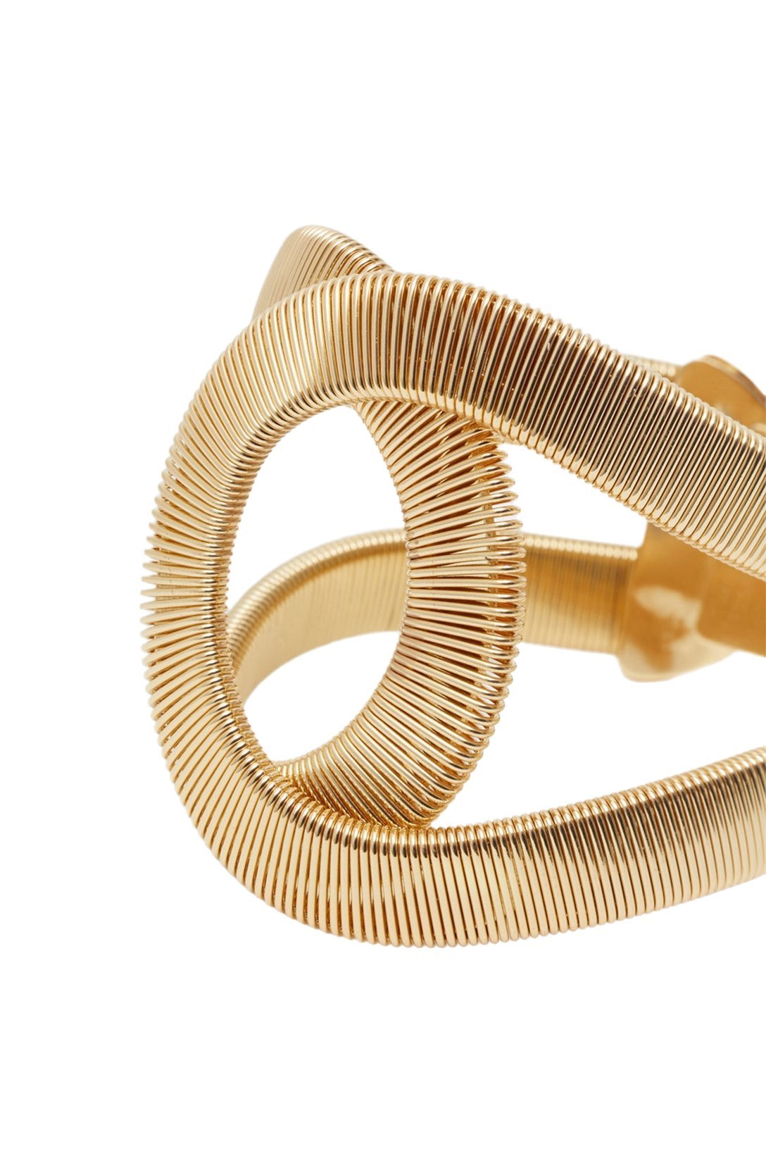 Ribbed Texture Gold Open Cuff Bangle Bracelet
