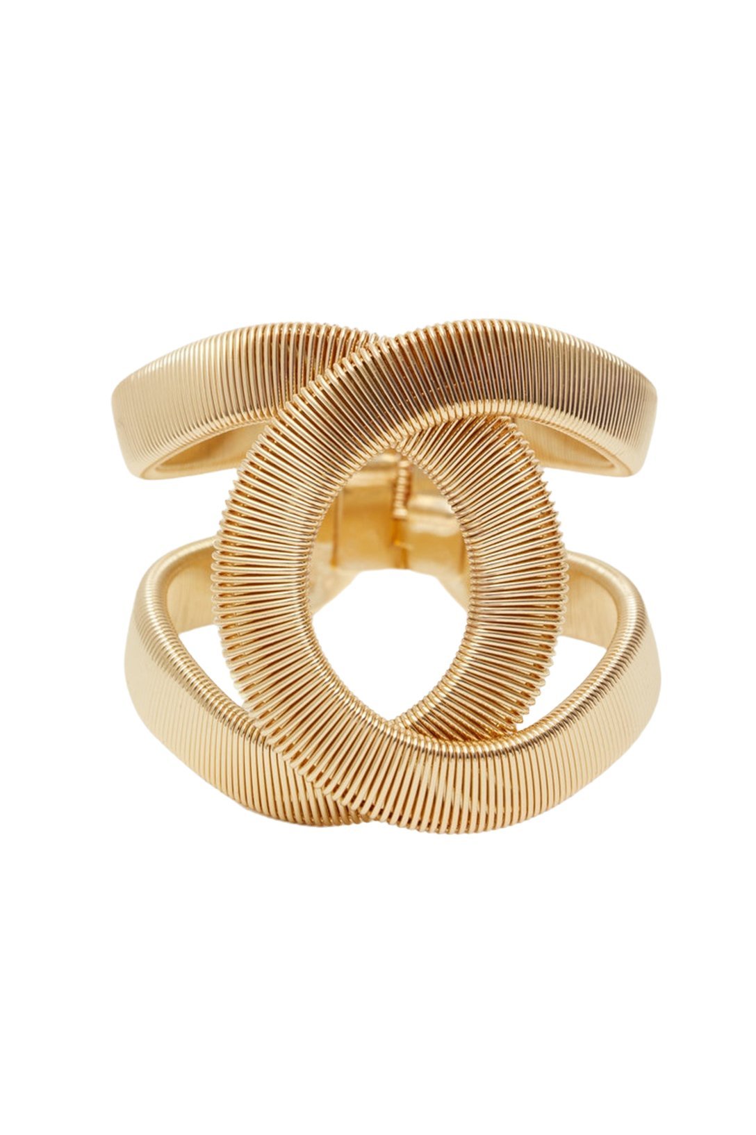 Ribbed Texture Gold Open Cuff Bangle Bracelet