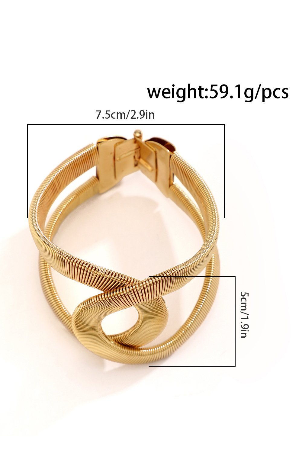 Ribbed Texture Gold Open Cuff Bangle Bracelet