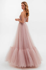 Rose Sheer Sleeves Maxi Dress