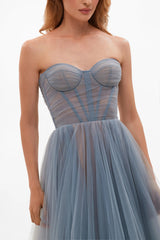 Ocean Sheer Sleeves Maxi Dress