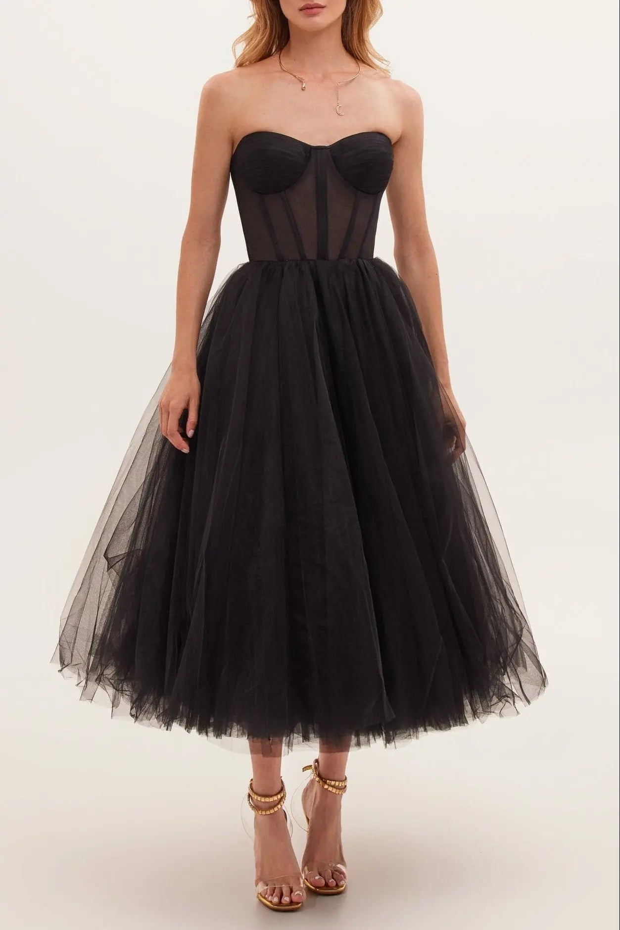 Black Puffy Midi Dress