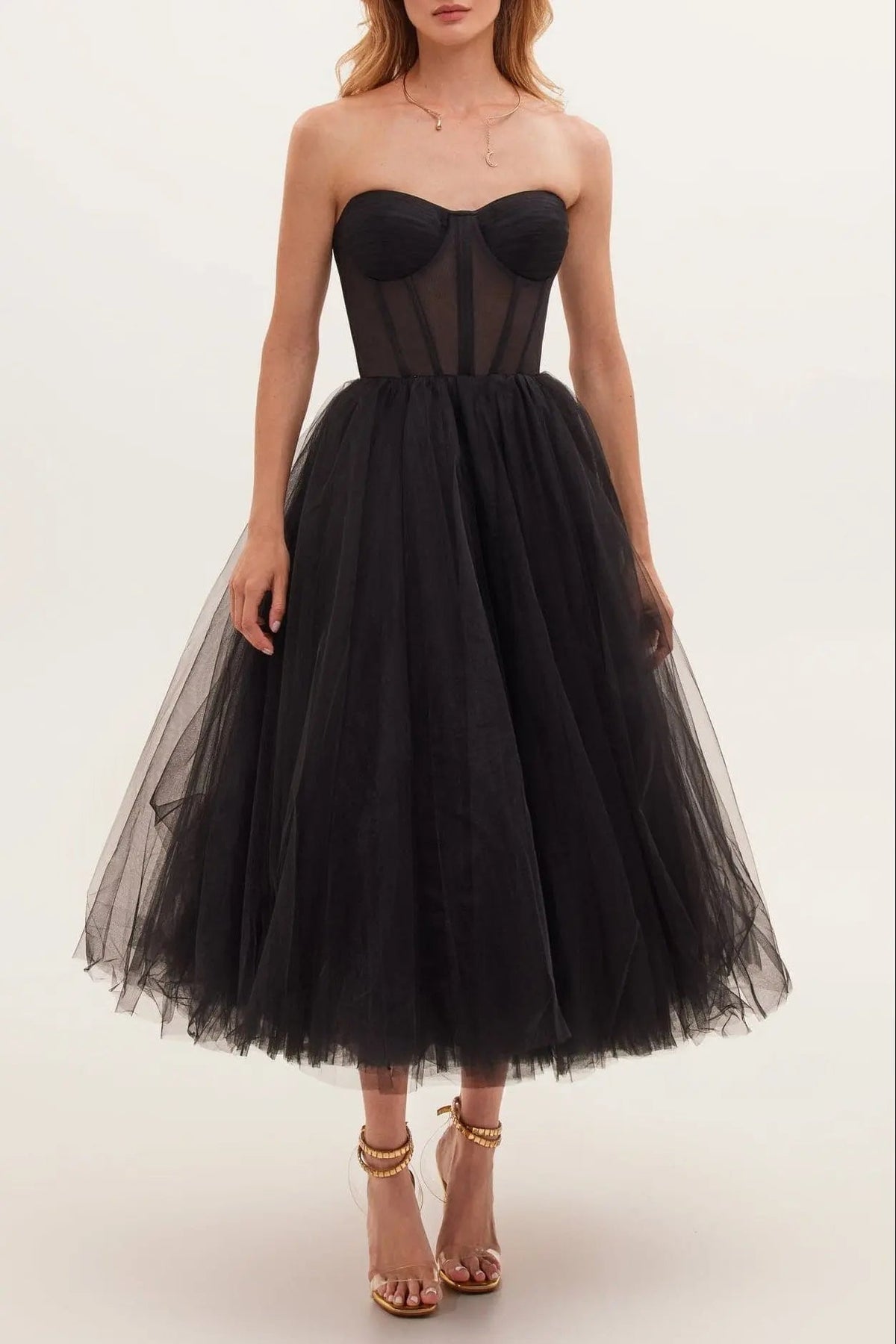Black Puffy Midi Dress