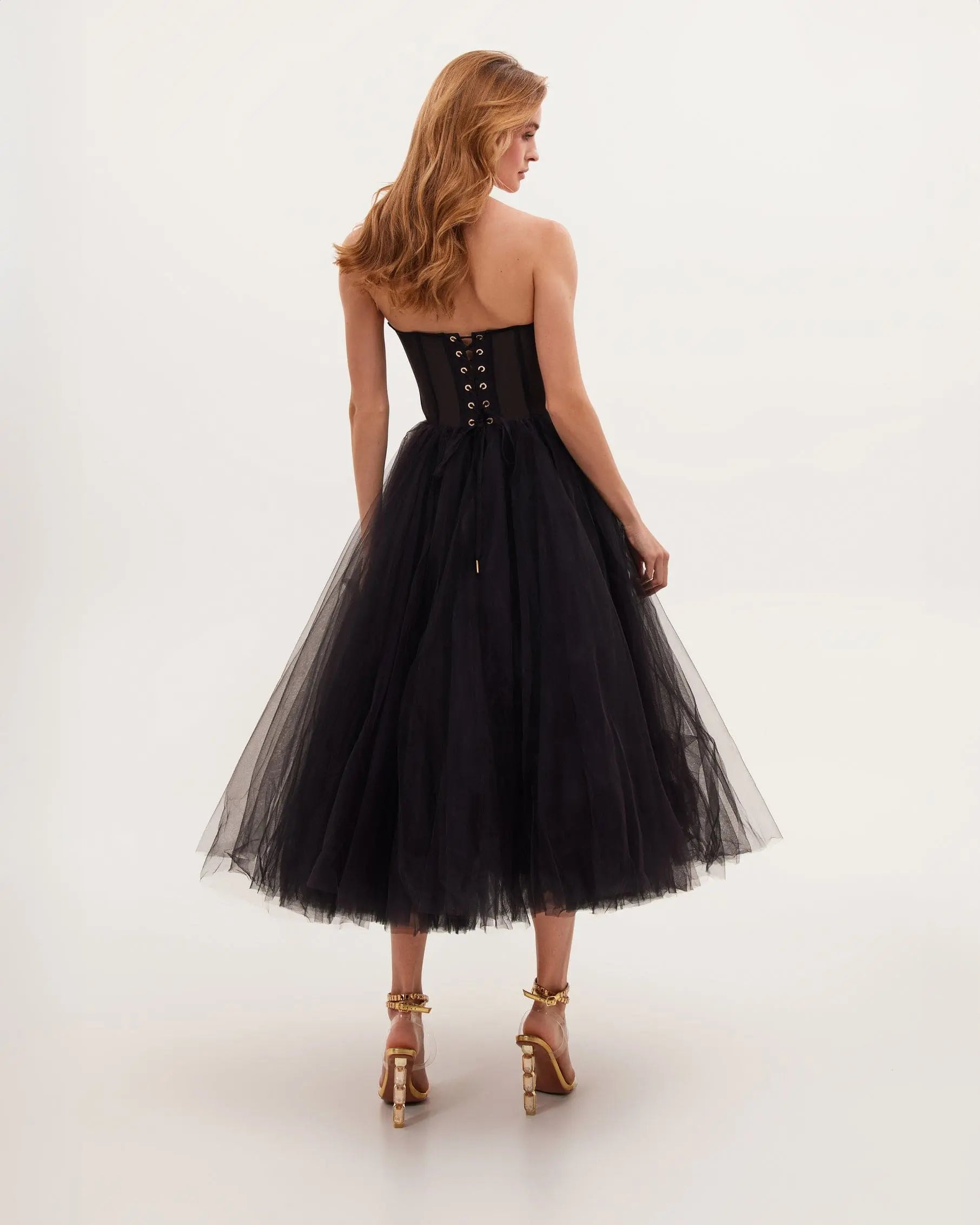 Black Puffy Midi Dress