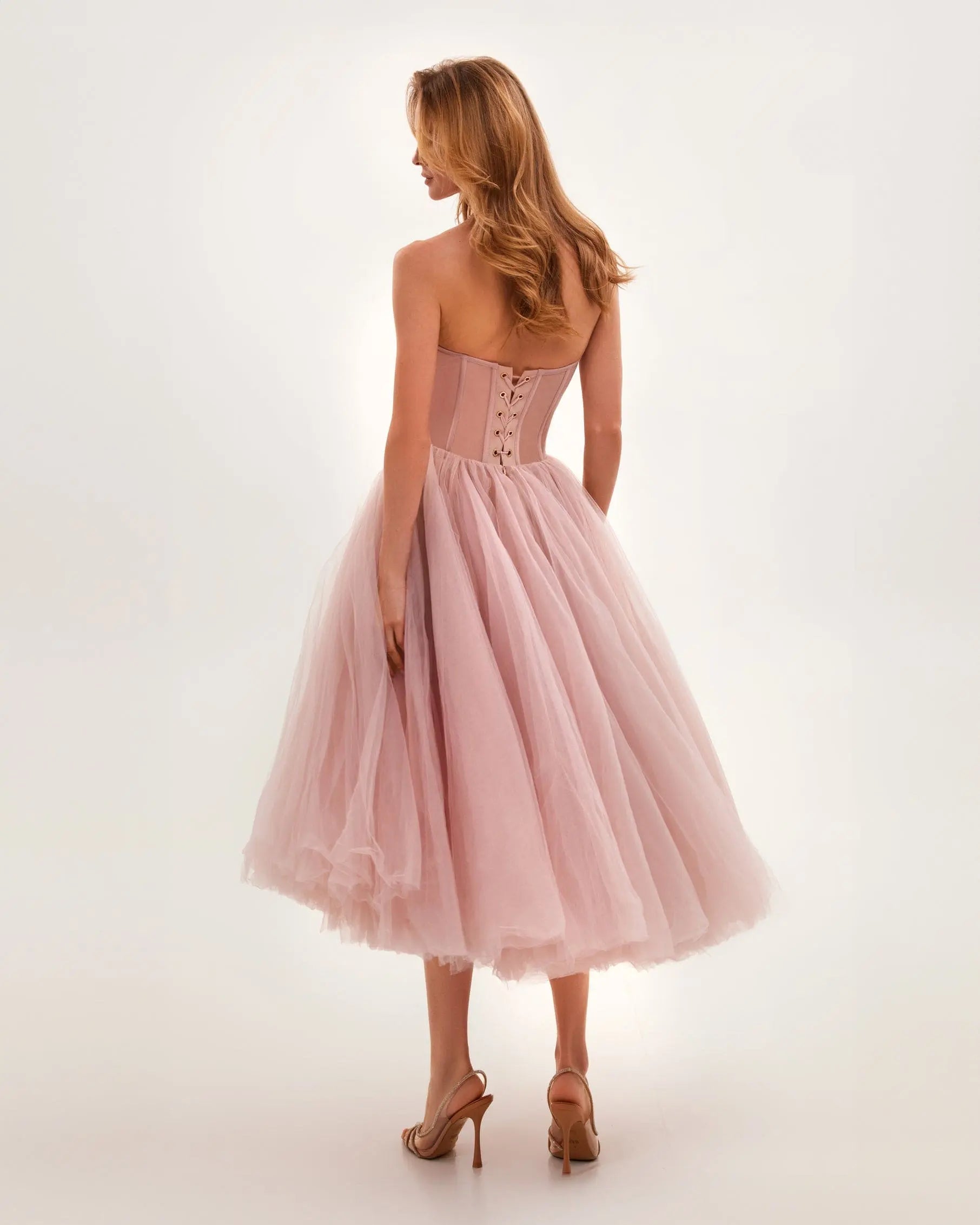Rose Puffy Midi Dress