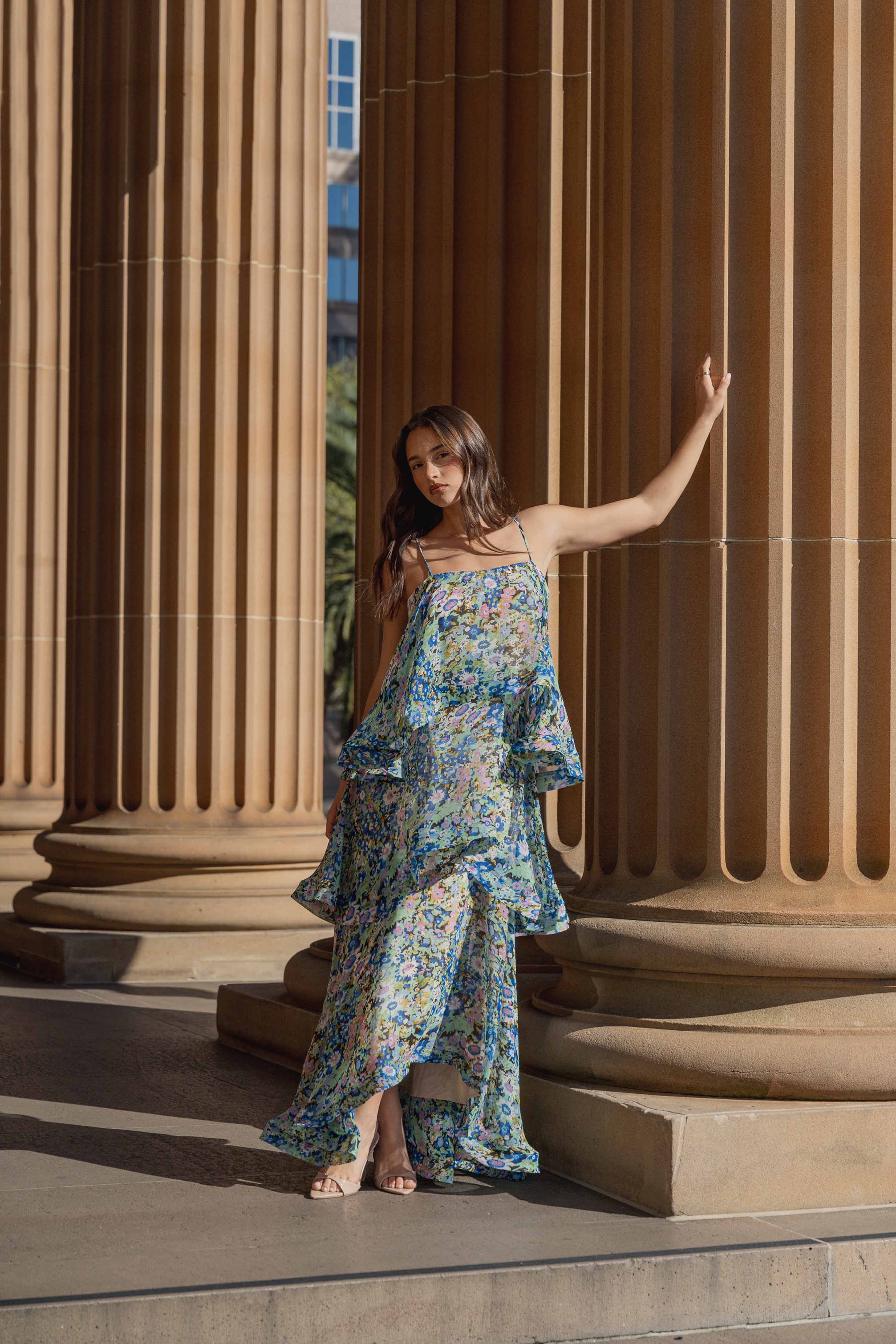 Maxi Dress In Green Floral