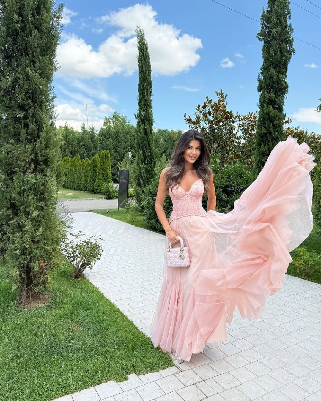 Lace Corset Maxi Dress â€?Blush