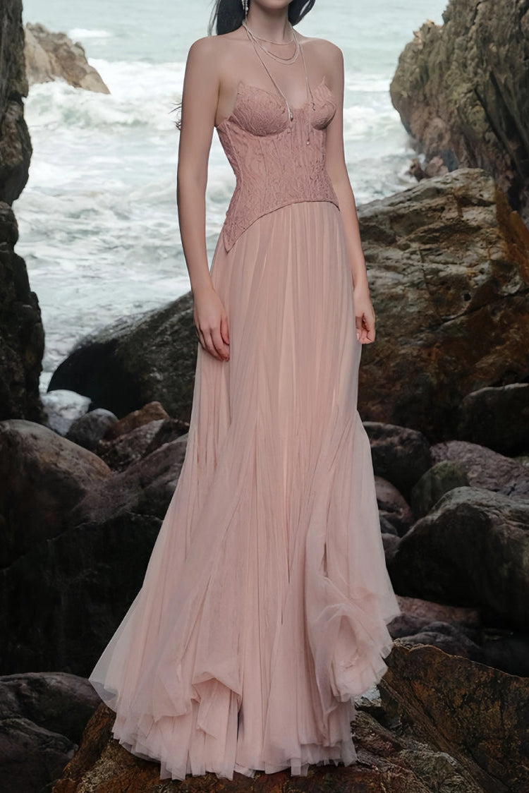 Lace Corset Maxi Dress â€?Blush
