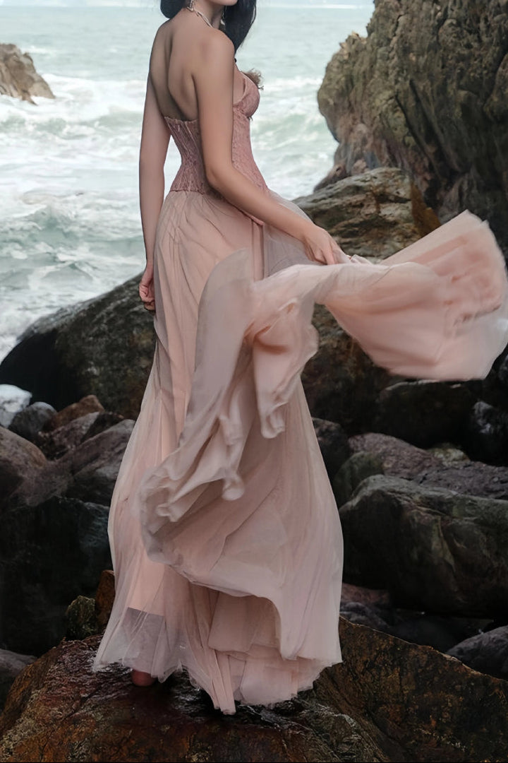 Lace Corset Maxi Dress â€?Blush