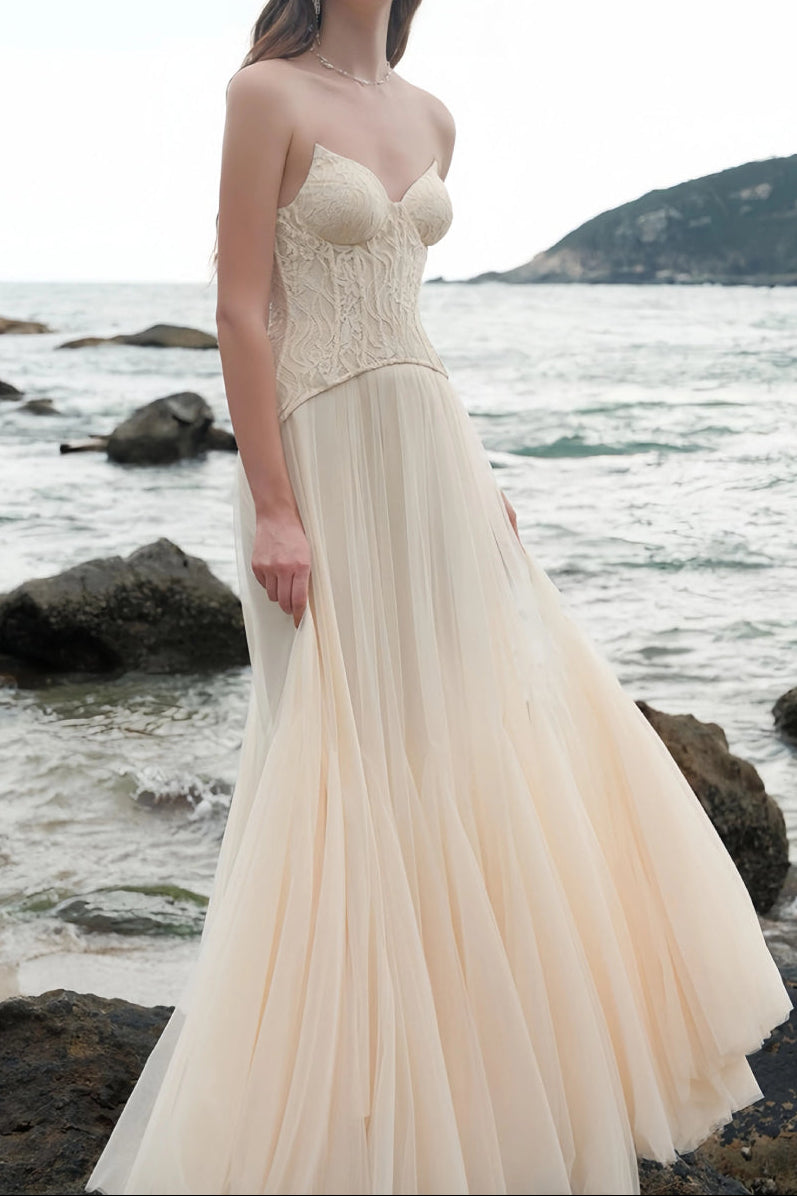 Lace Corset Maxi Dress â€?Apricot