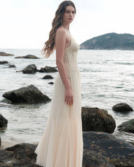 Lace Corset Maxi Dress â€?Apricot