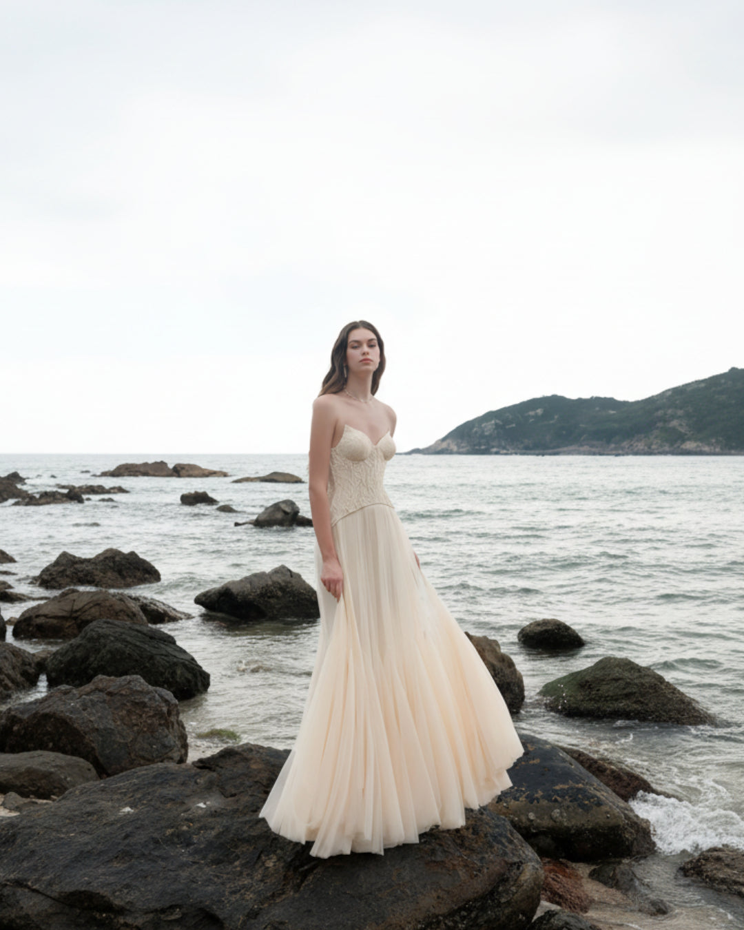 Lace Corset Maxi Dress â€?Apricot