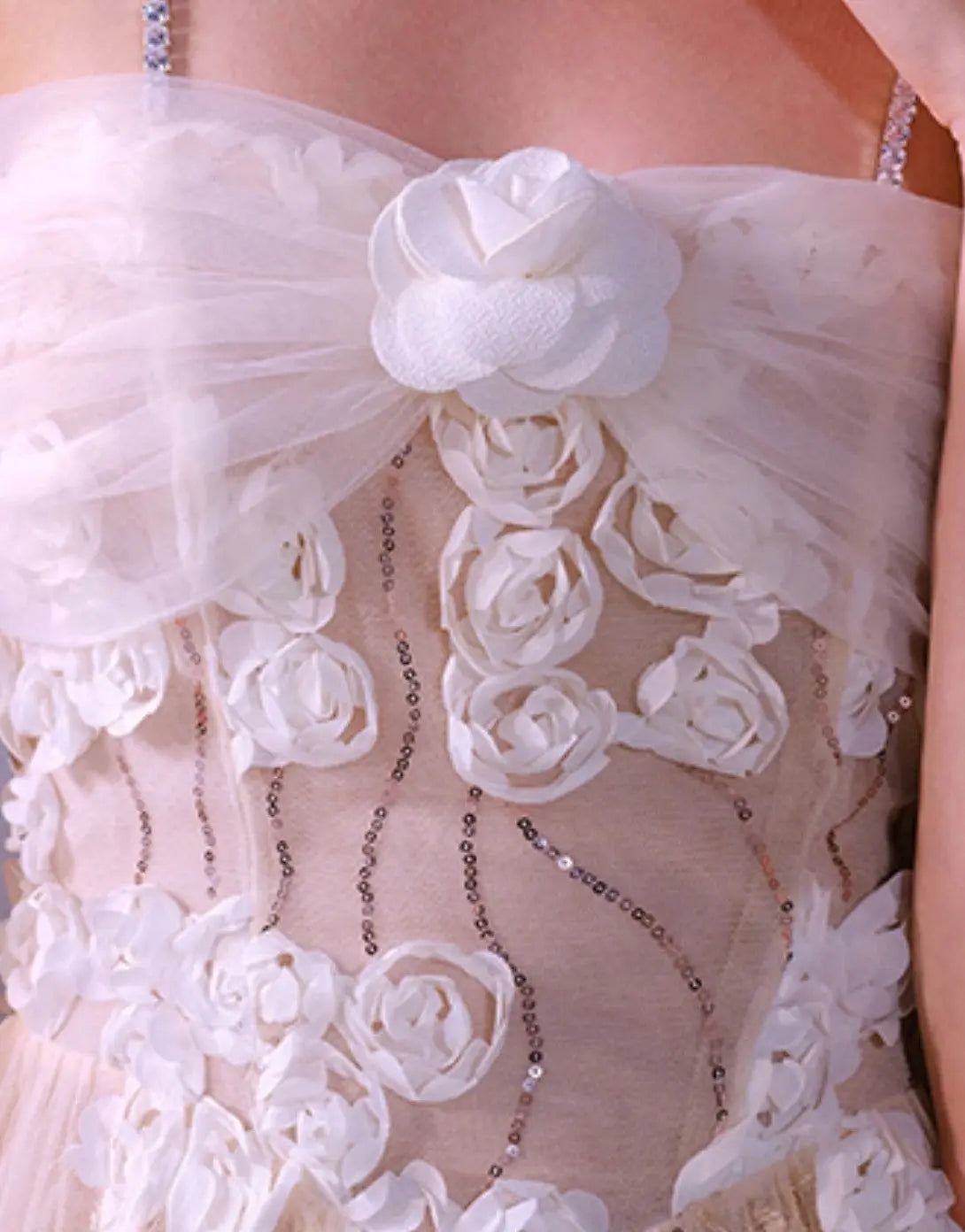 Leah White/Beige Sleeveless Flower Dress