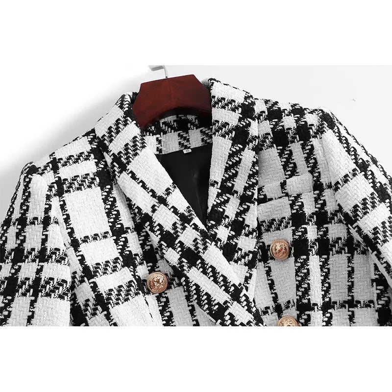 Black White Plaid Blazer