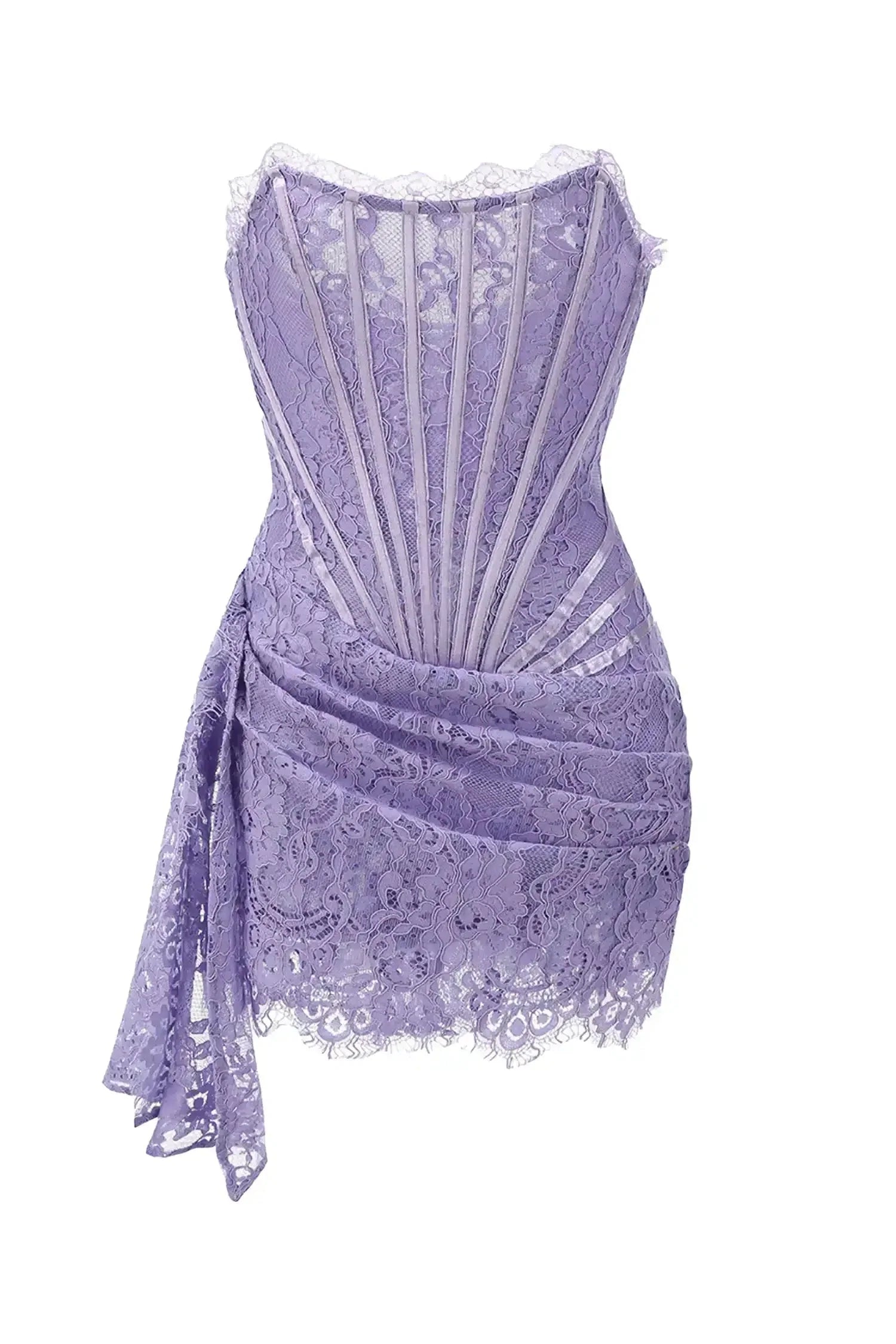Purple Lace Corset Mini Dress