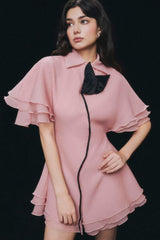 Trim Shirt Mini Dress in Pink
