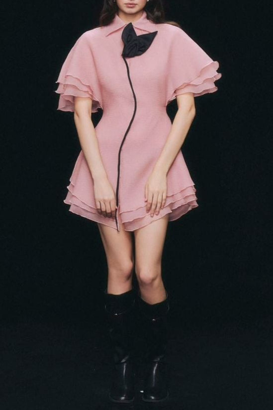 Trim Shirt Mini Dress in Pink