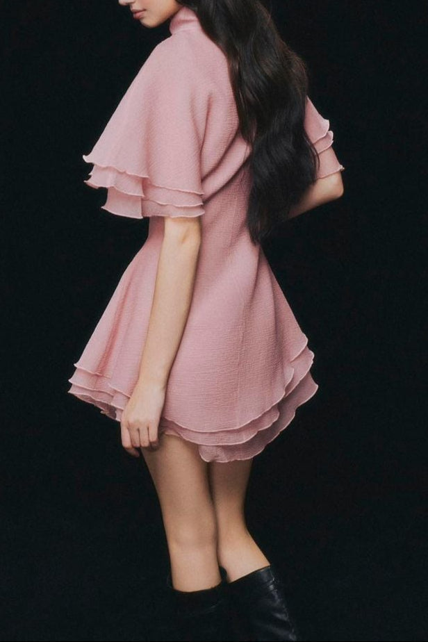 Trim Shirt Mini Dress in Pink