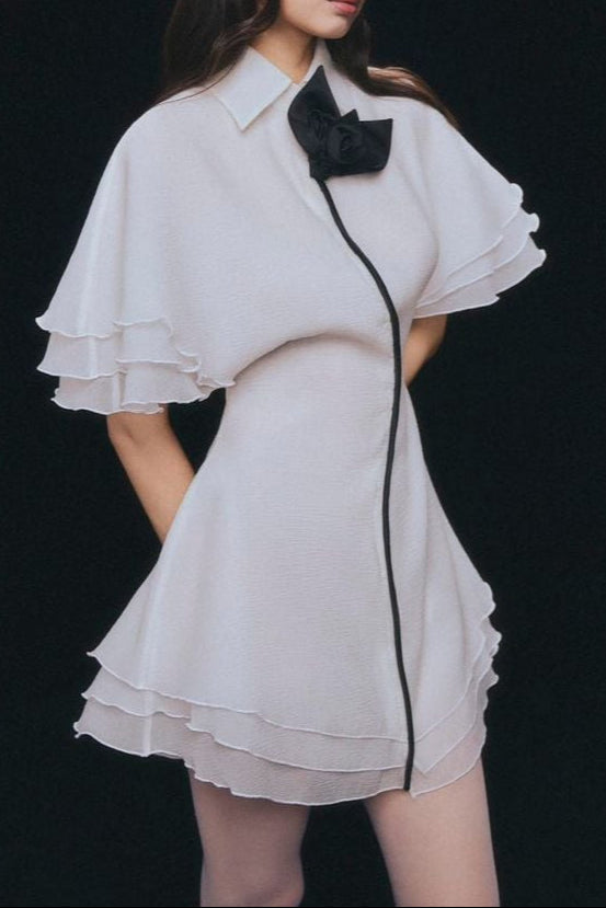 Trim Shirt Mini Dress in White