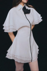 Trim Shirt Mini Dress in White