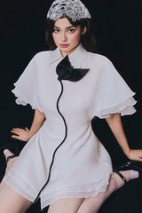 Trim Shirt Mini Dress in White