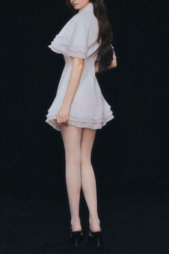 Trim Shirt Mini Dress in White