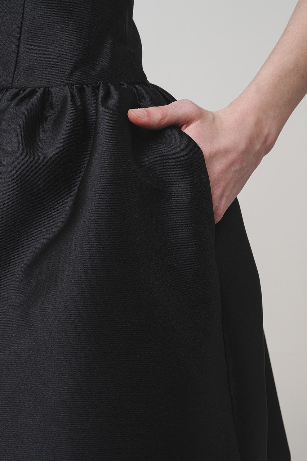 Bow-Detail Taffeta Midi Dress in Black