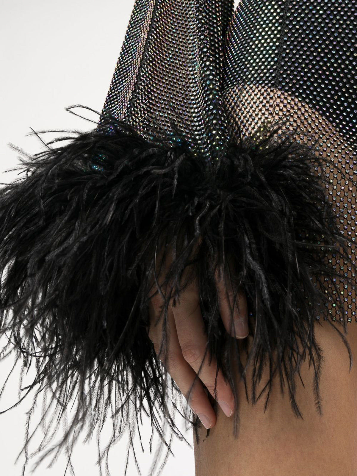 Rhinestone Mesh Feather Dress