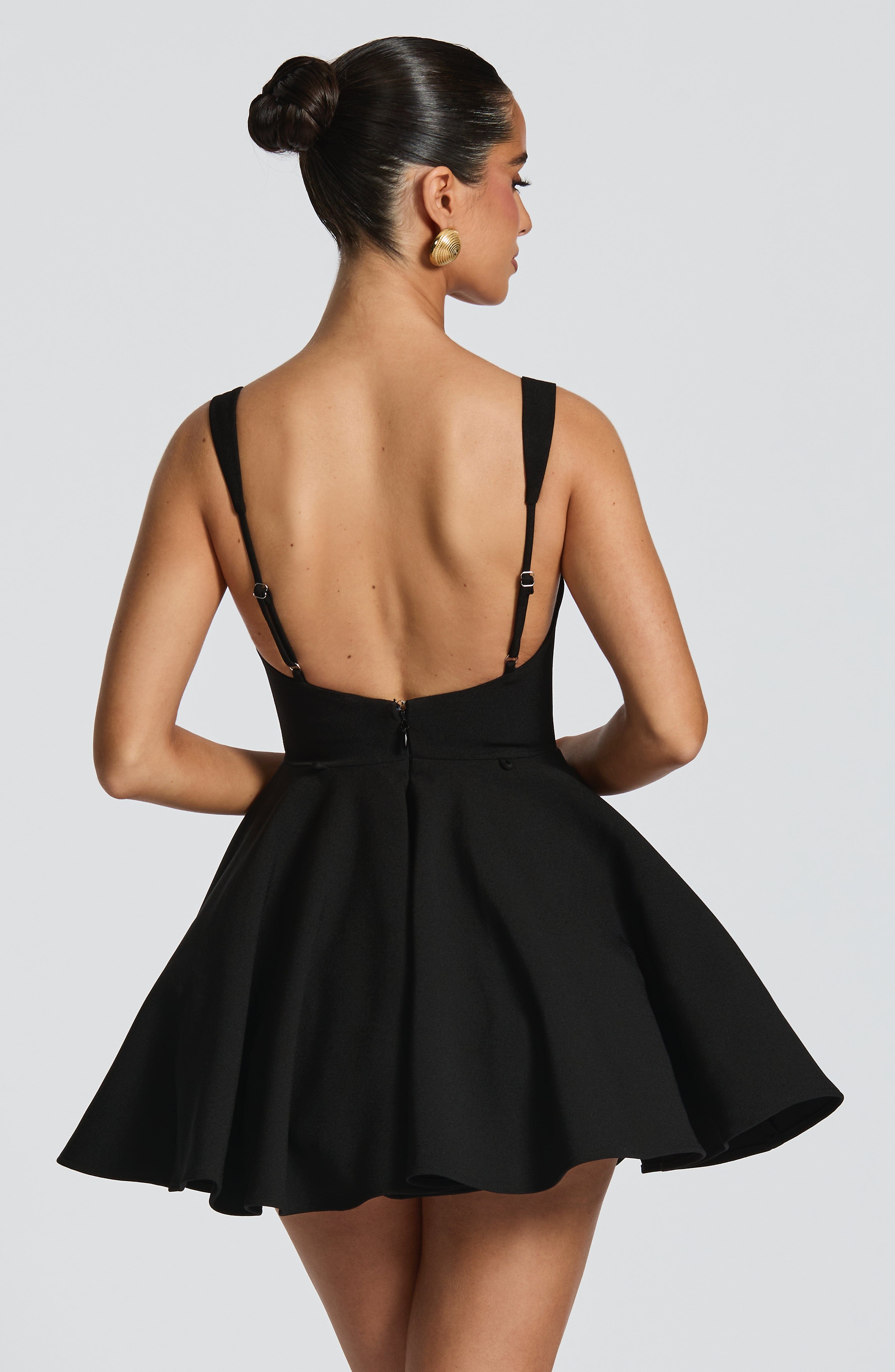 Back Embellished Mini Dress in Black