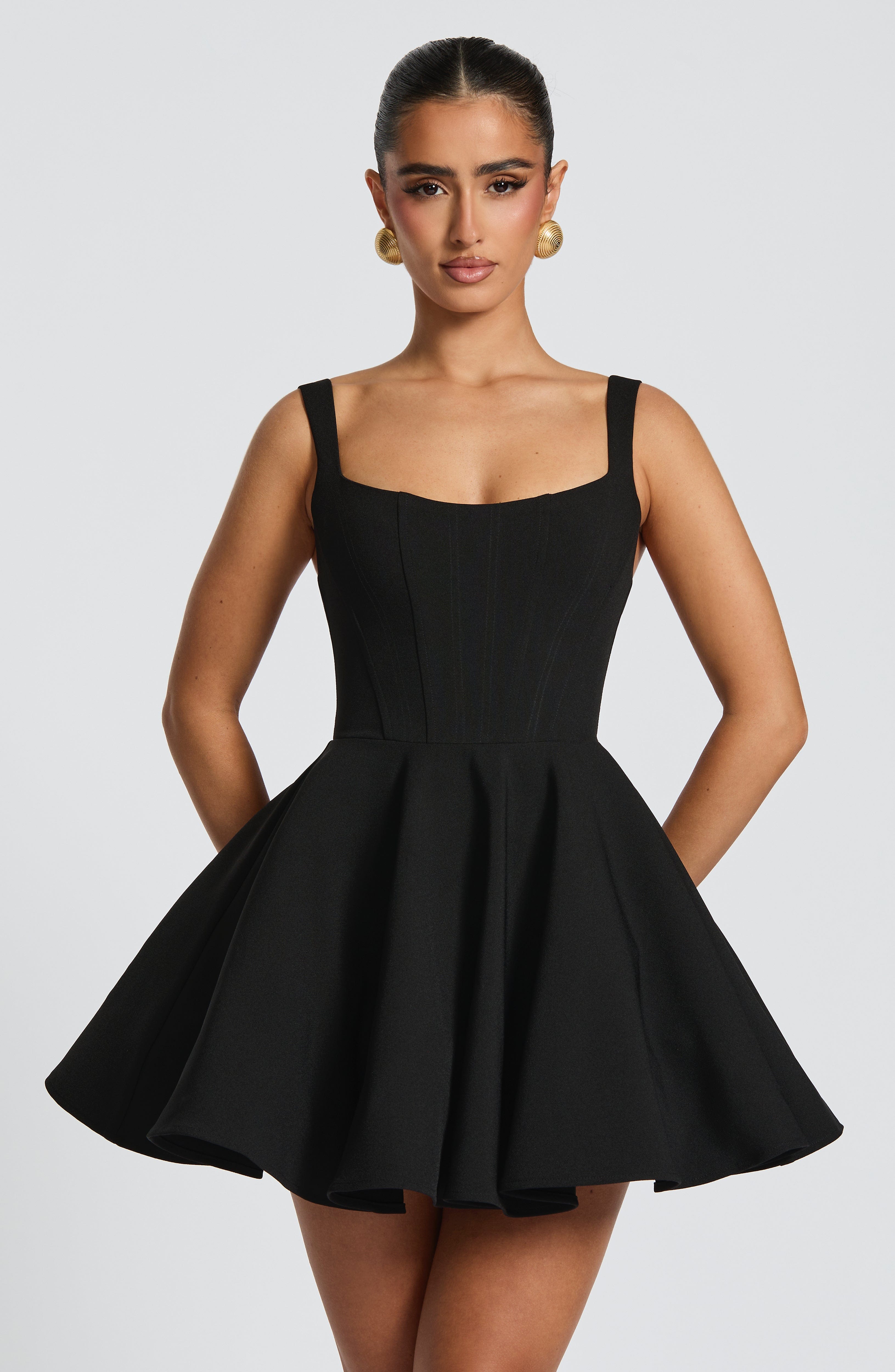 Back Embellished Mini Dress in Black
