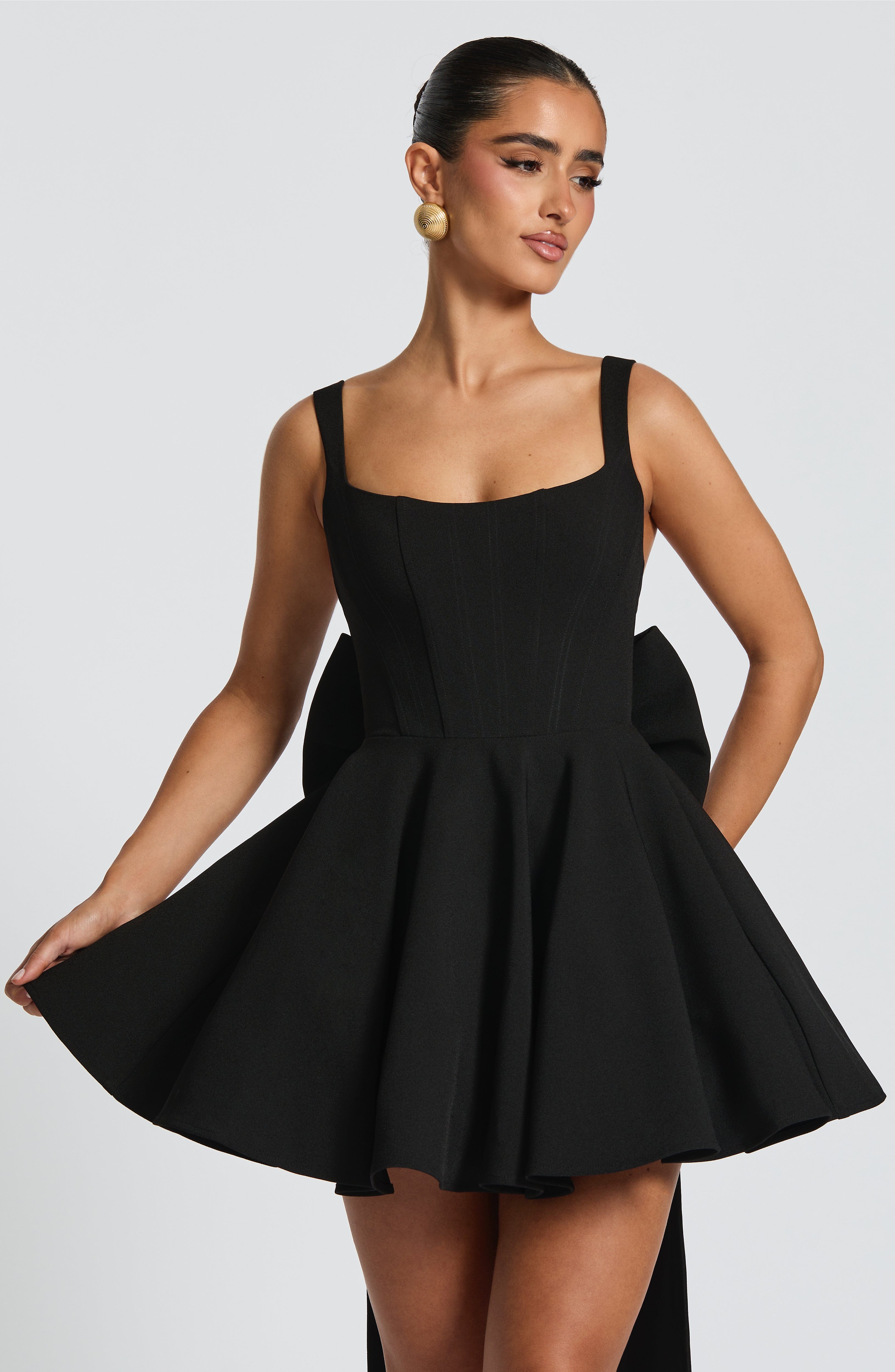 Back Embellished Mini Dress in Black