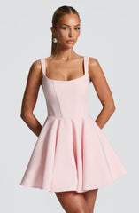 Back Embellished Mini Dress in Blush