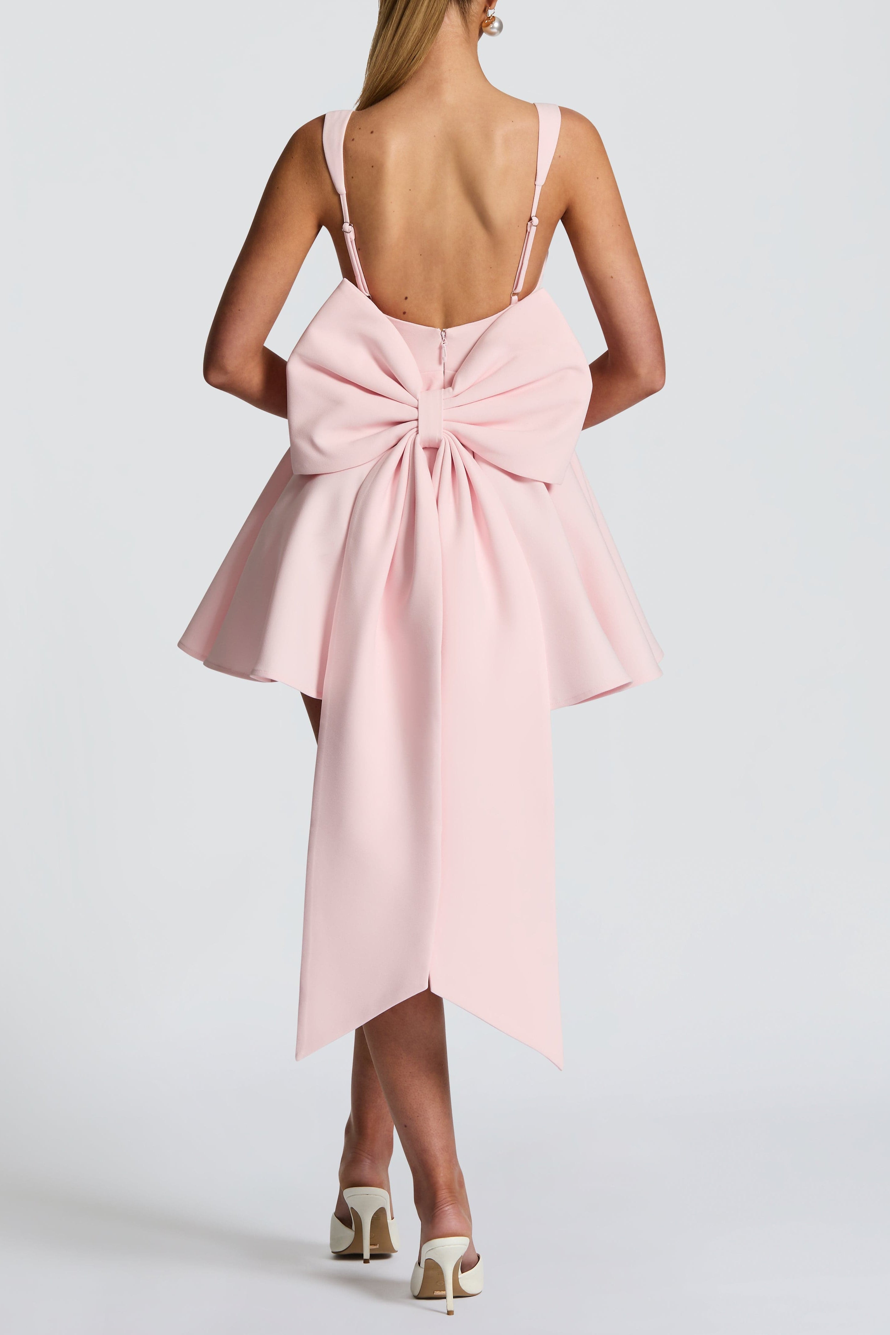 Back Embellished Mini Dress in Blush
