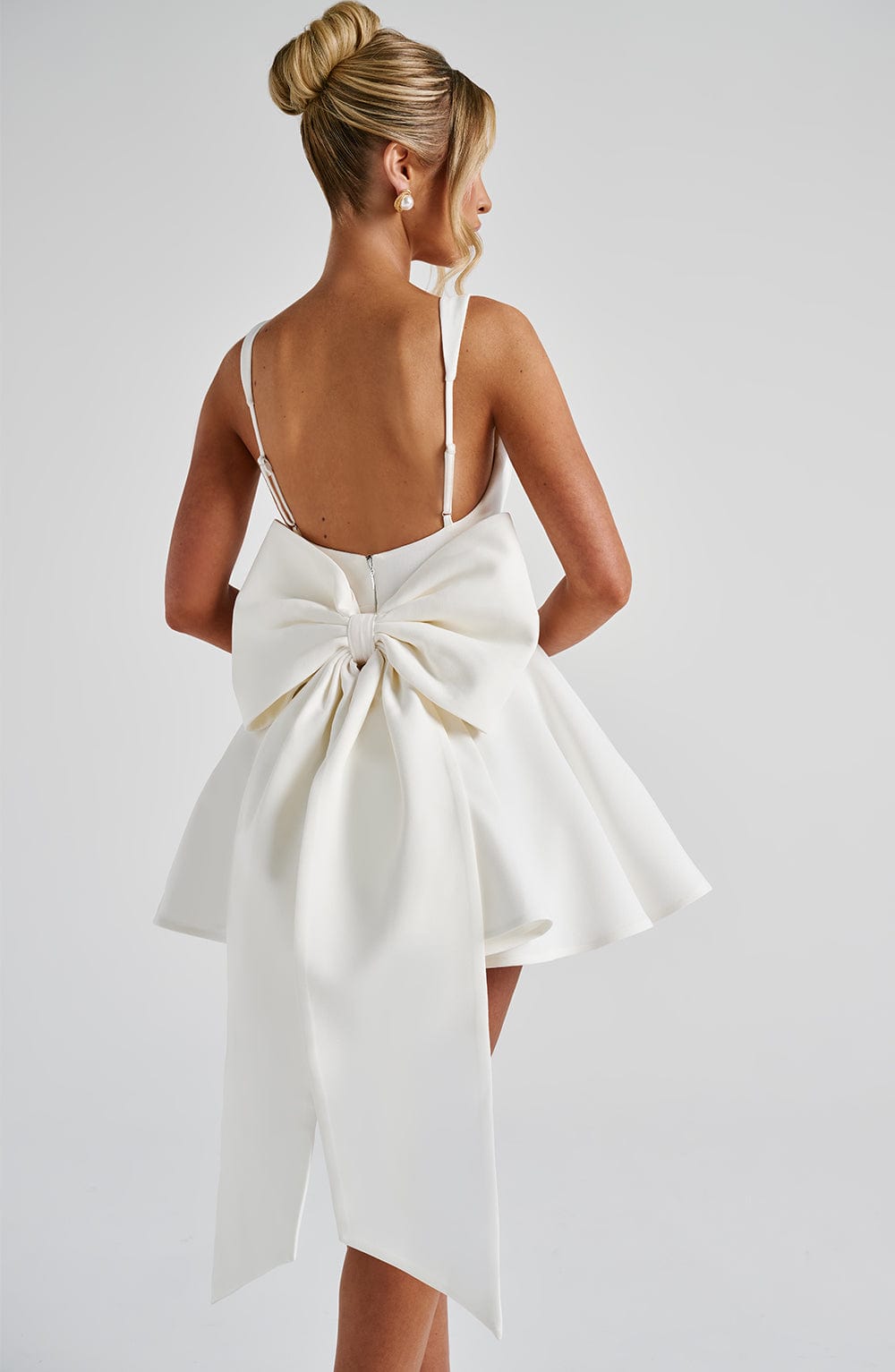 Back Embellished Mini Dress in Ivory