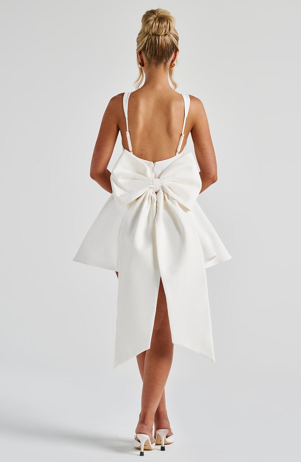 Back Embellished Mini Dress in Ivory