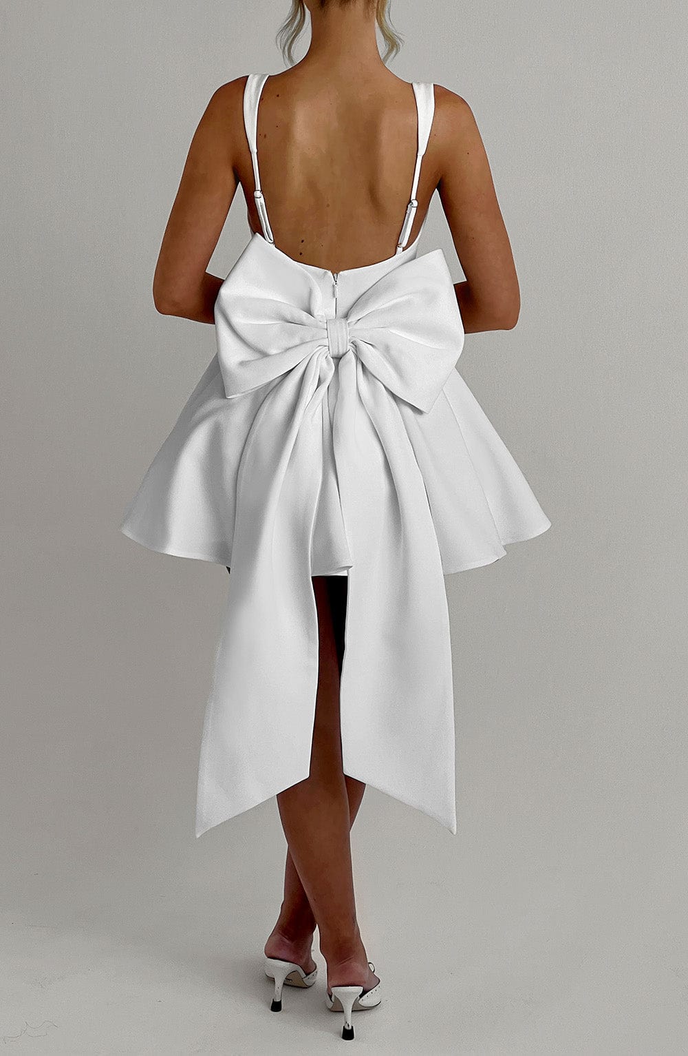 Back Embellished Mini Dress in Ivory
