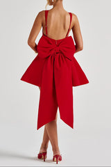 Back Embellished Mini Dress in Red